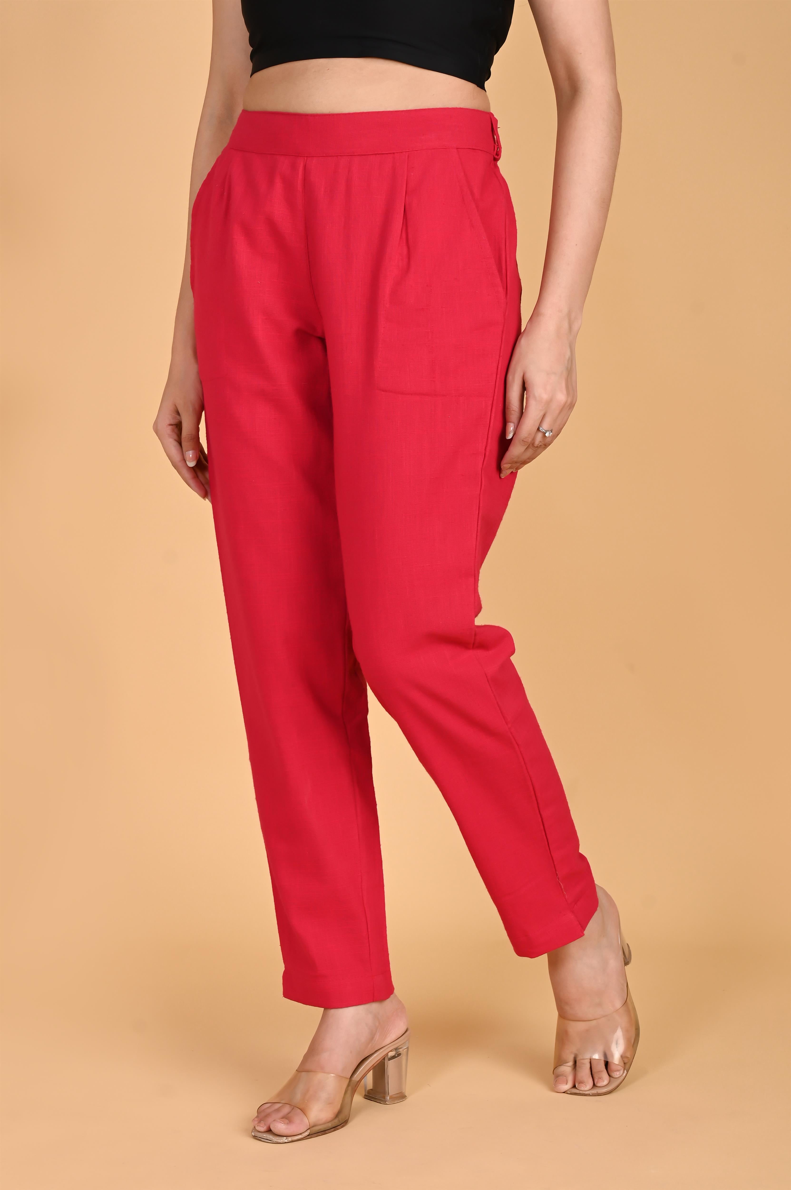 RED CLASSIC COTTON PANTS - SKYTICK
