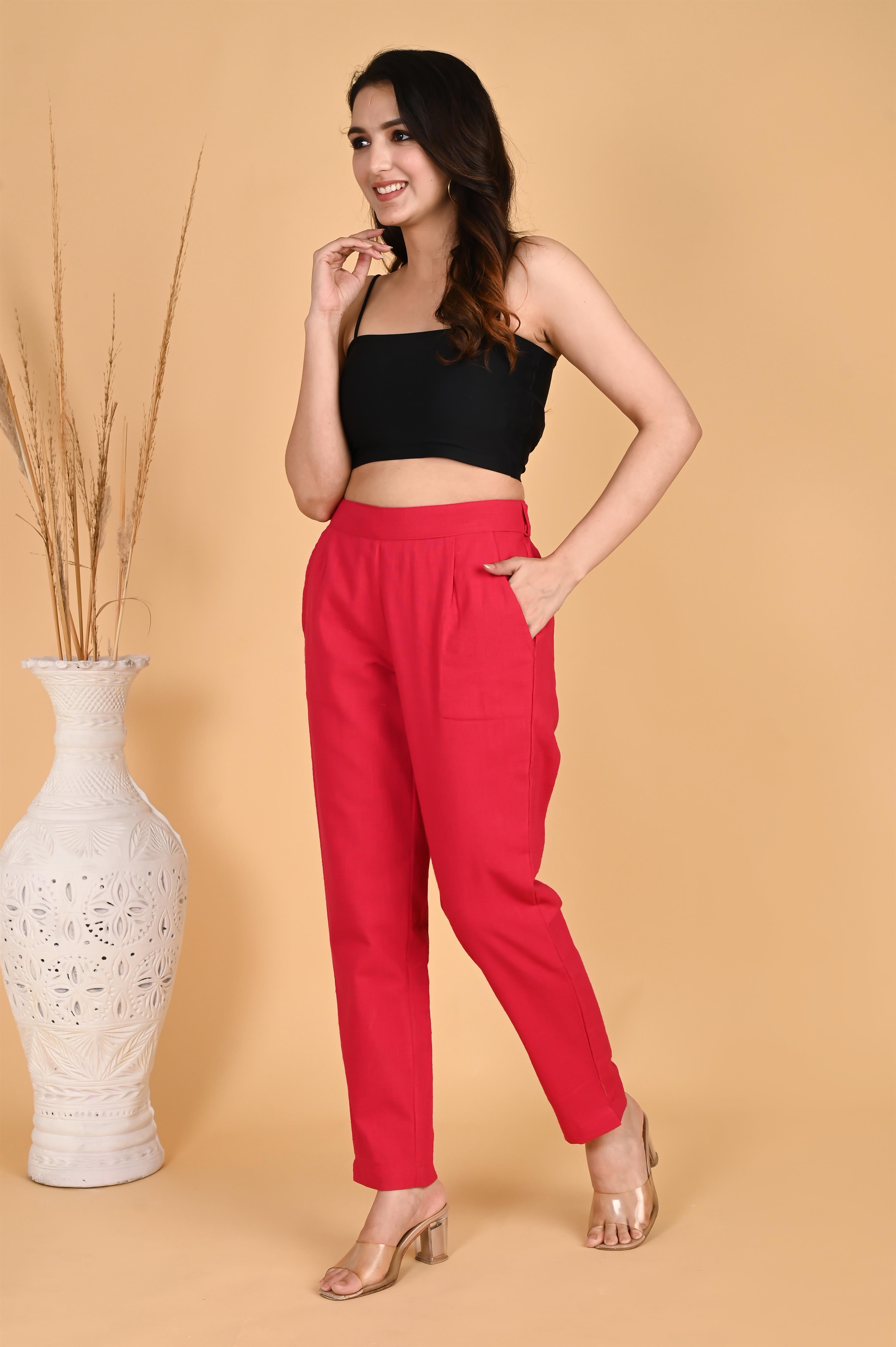 RED CLASSIC COTTON PANTS - SKYTICK