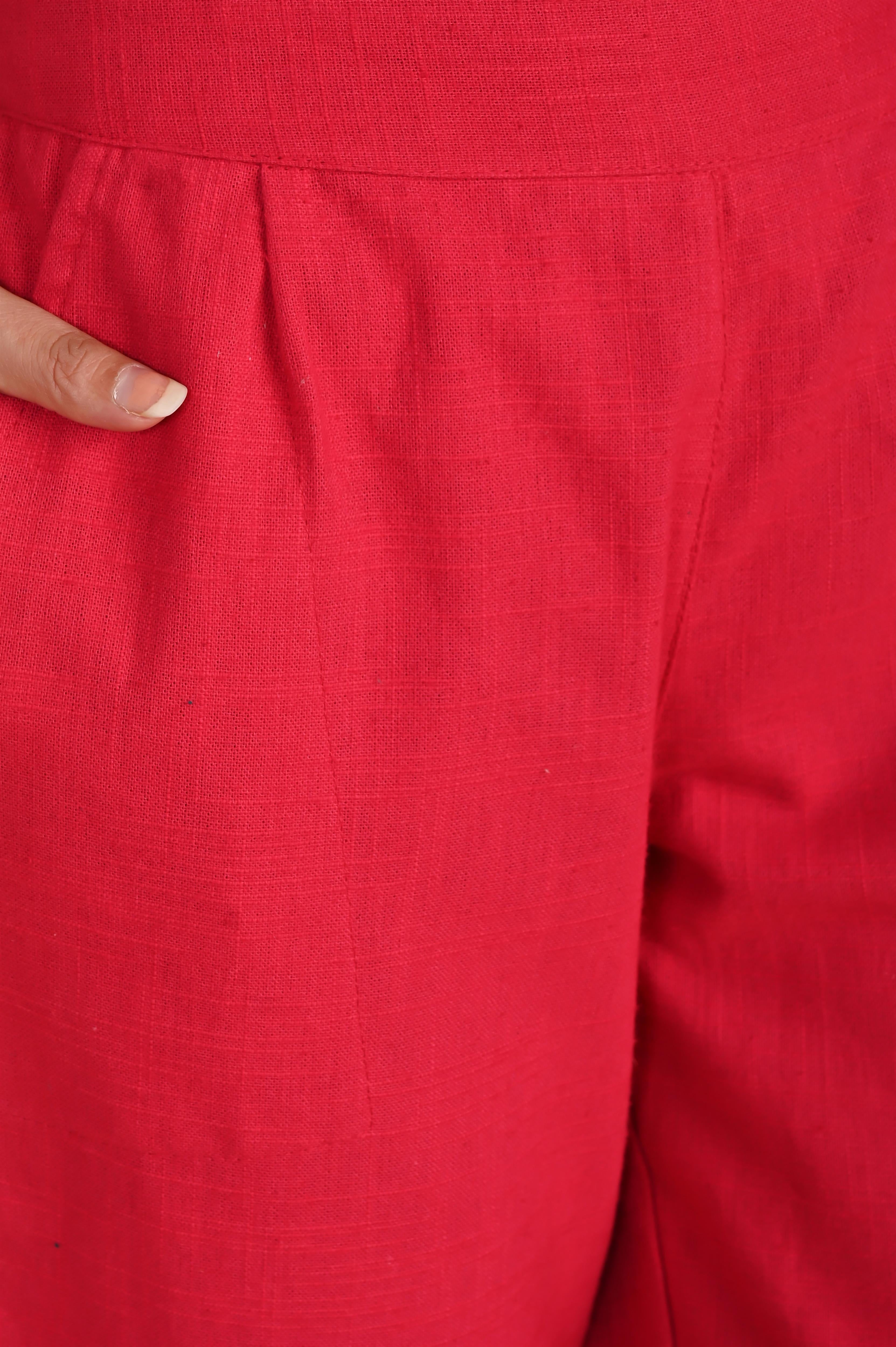 RED CLASSIC COTTON PANTS - SKYTICK