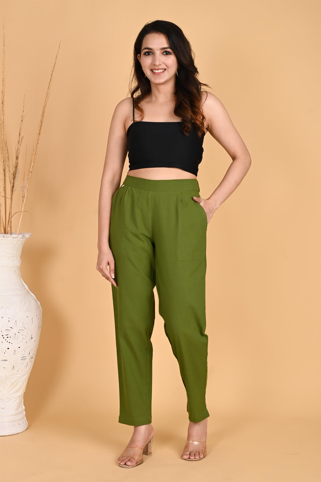 OLIVE GREEN CLASSIC COTTON PANTS - SKYTICK