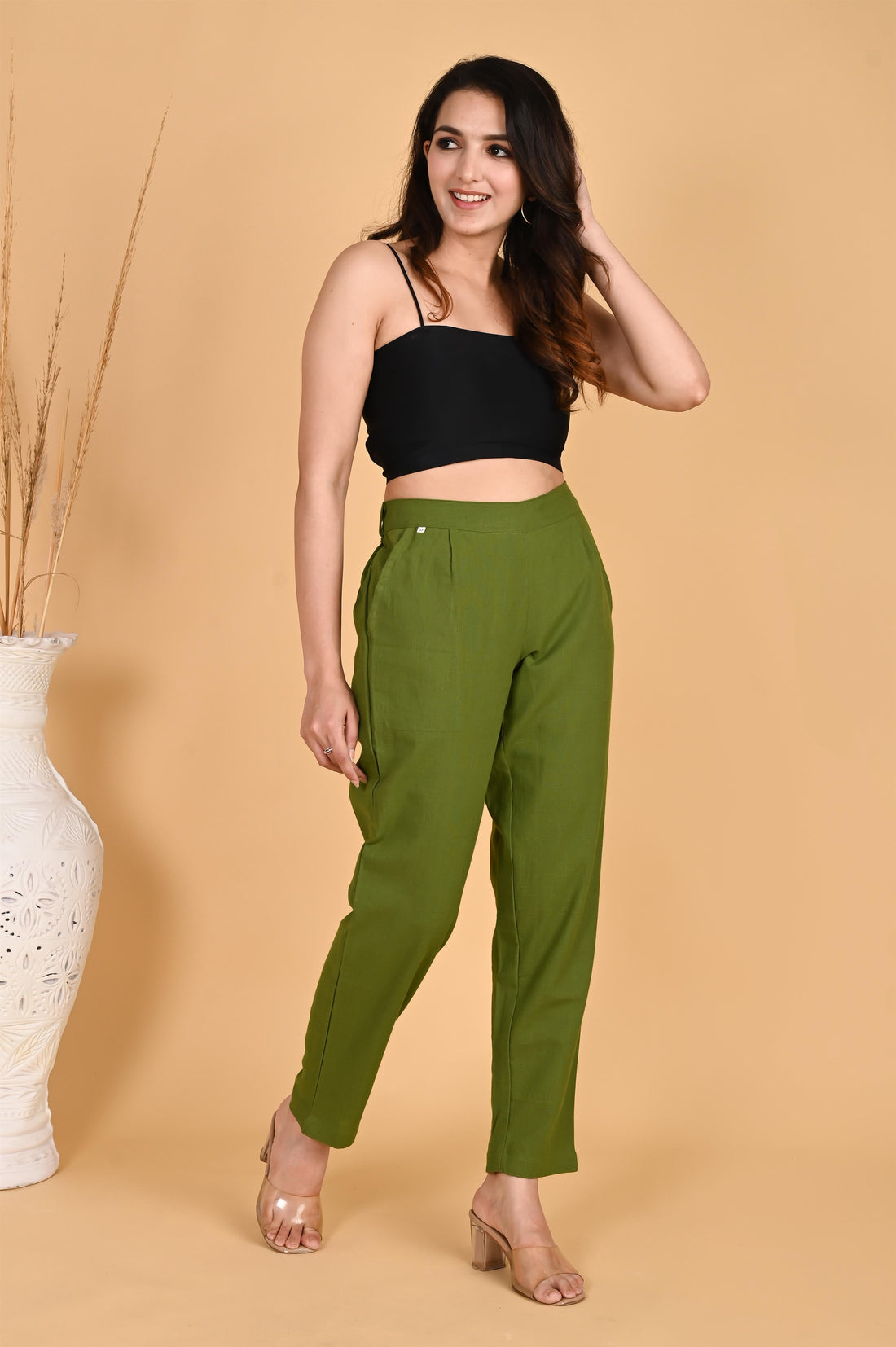 OLIVE GREEN CLASSIC COTTON PANTS - SKYTICK
