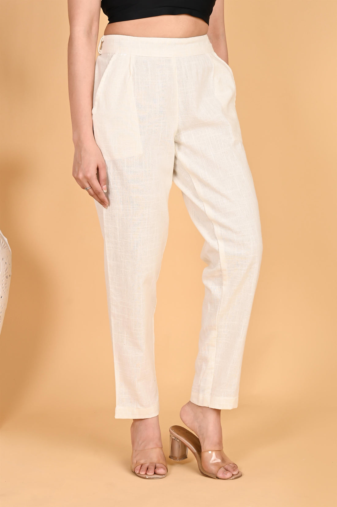 WHITE CLASSIC COTTON PANTS - SKYTICK