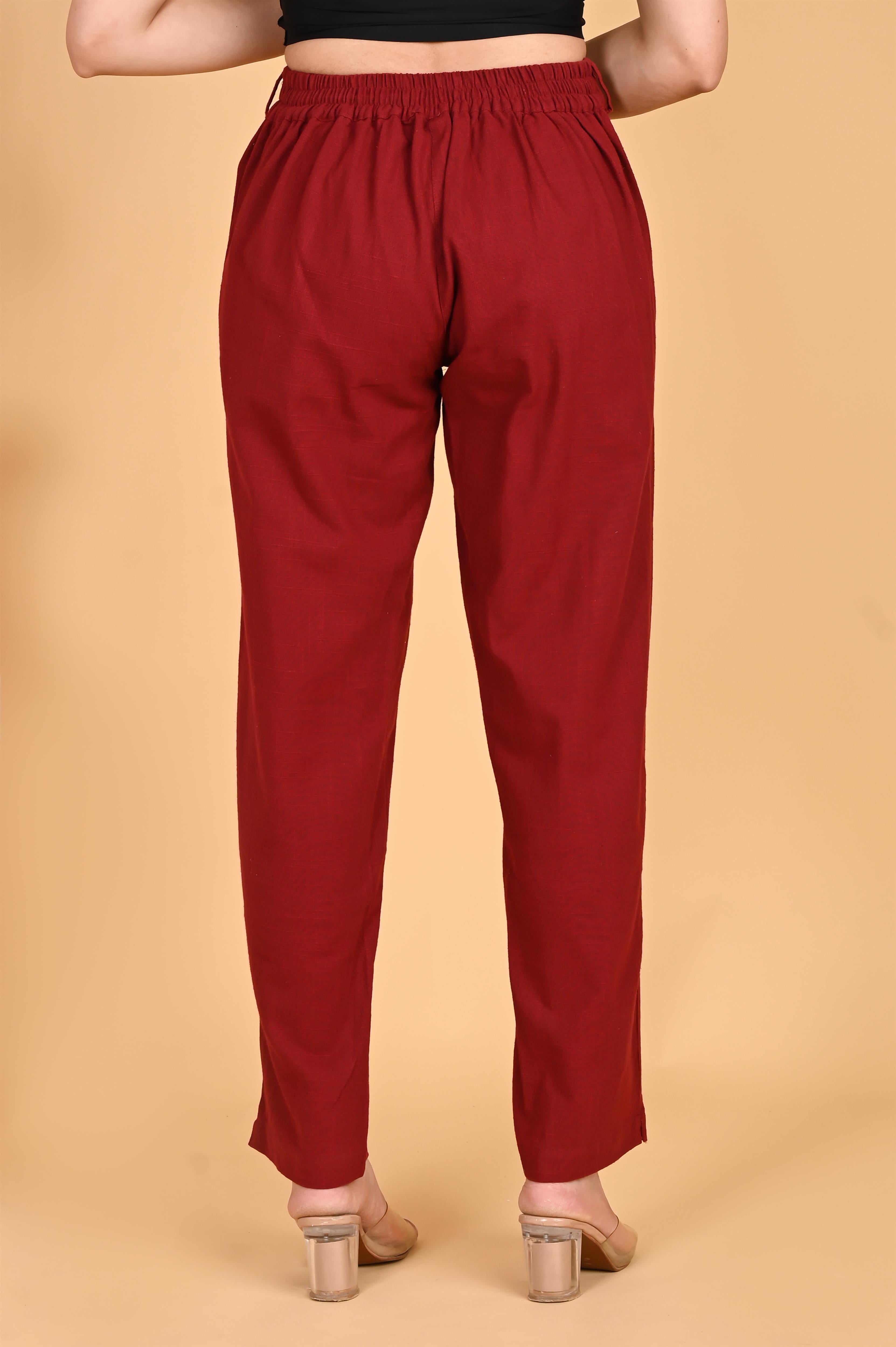 MAROON CLASSIC COTTON PANTS - SKYTICK