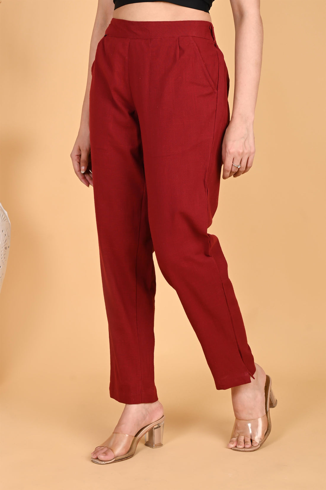 MAROON CLASSIC COTTON PANTS - SKYTICK