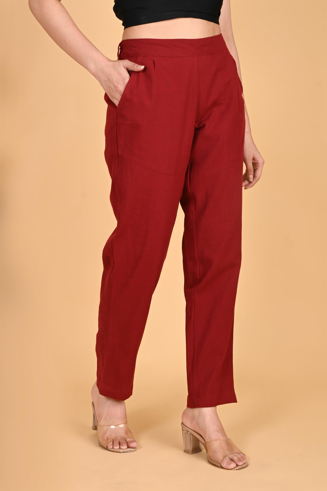 MAROON CLASSIC COTTON PANTS - SKYTICK