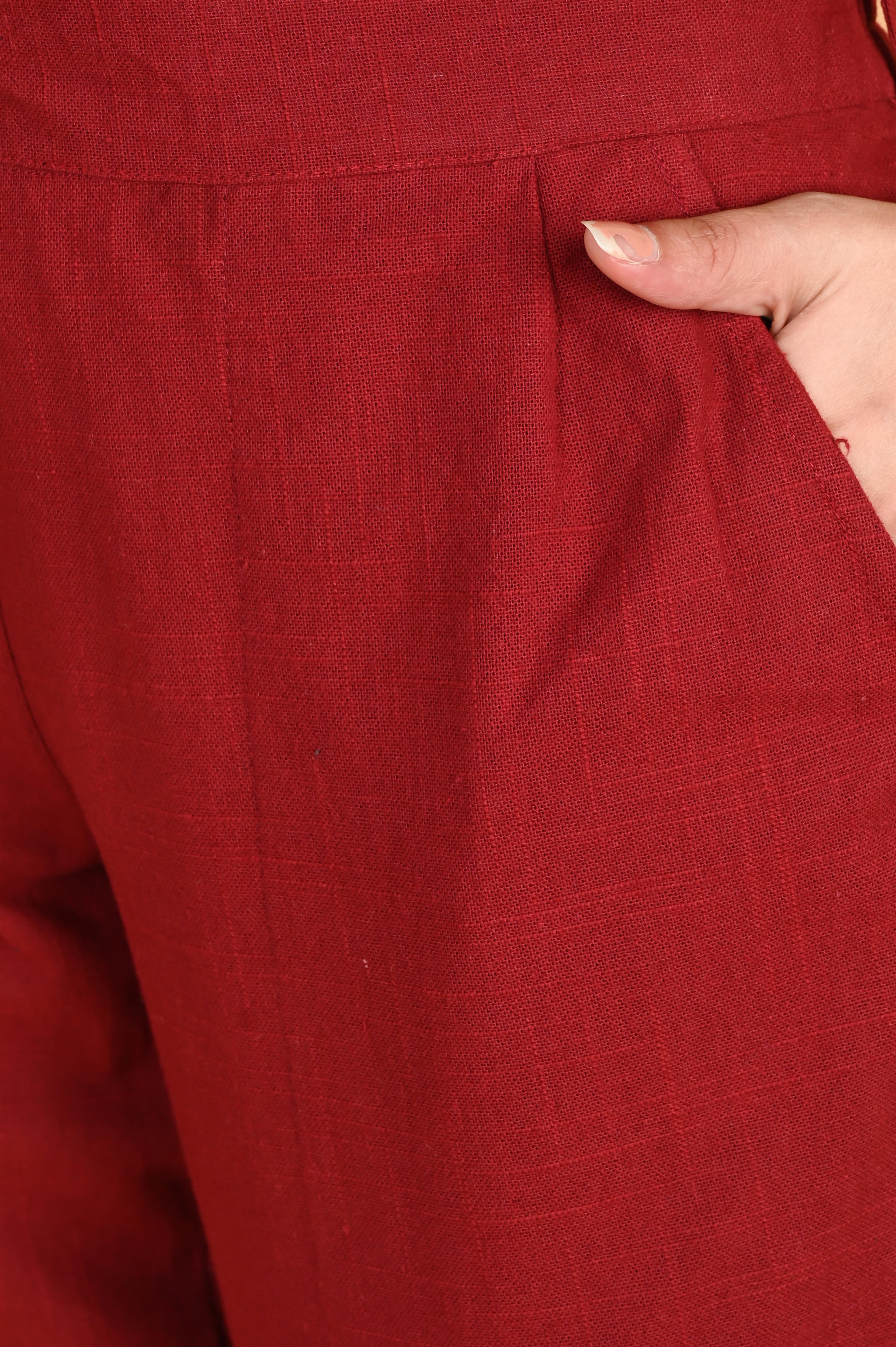MAROON CLASSIC COTTON PANTS - SKYTICK