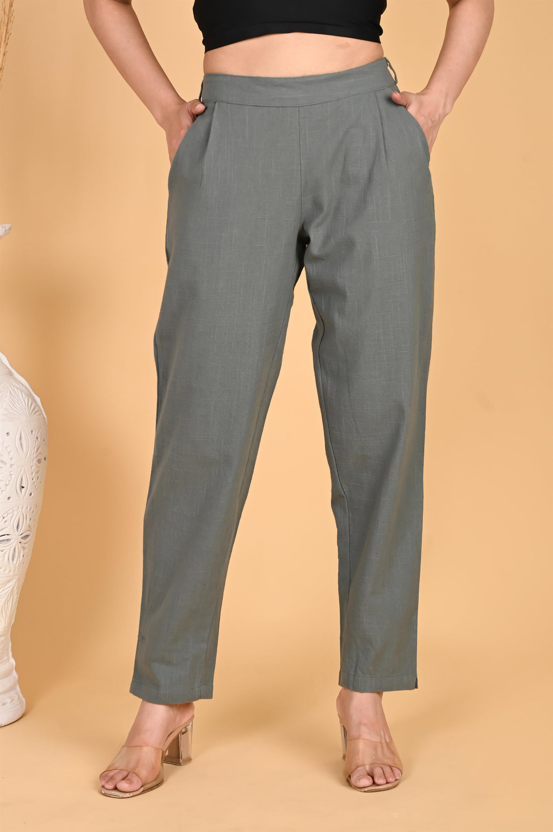DARK GREY CLASSIC COTTON PANTS - SKYTICK