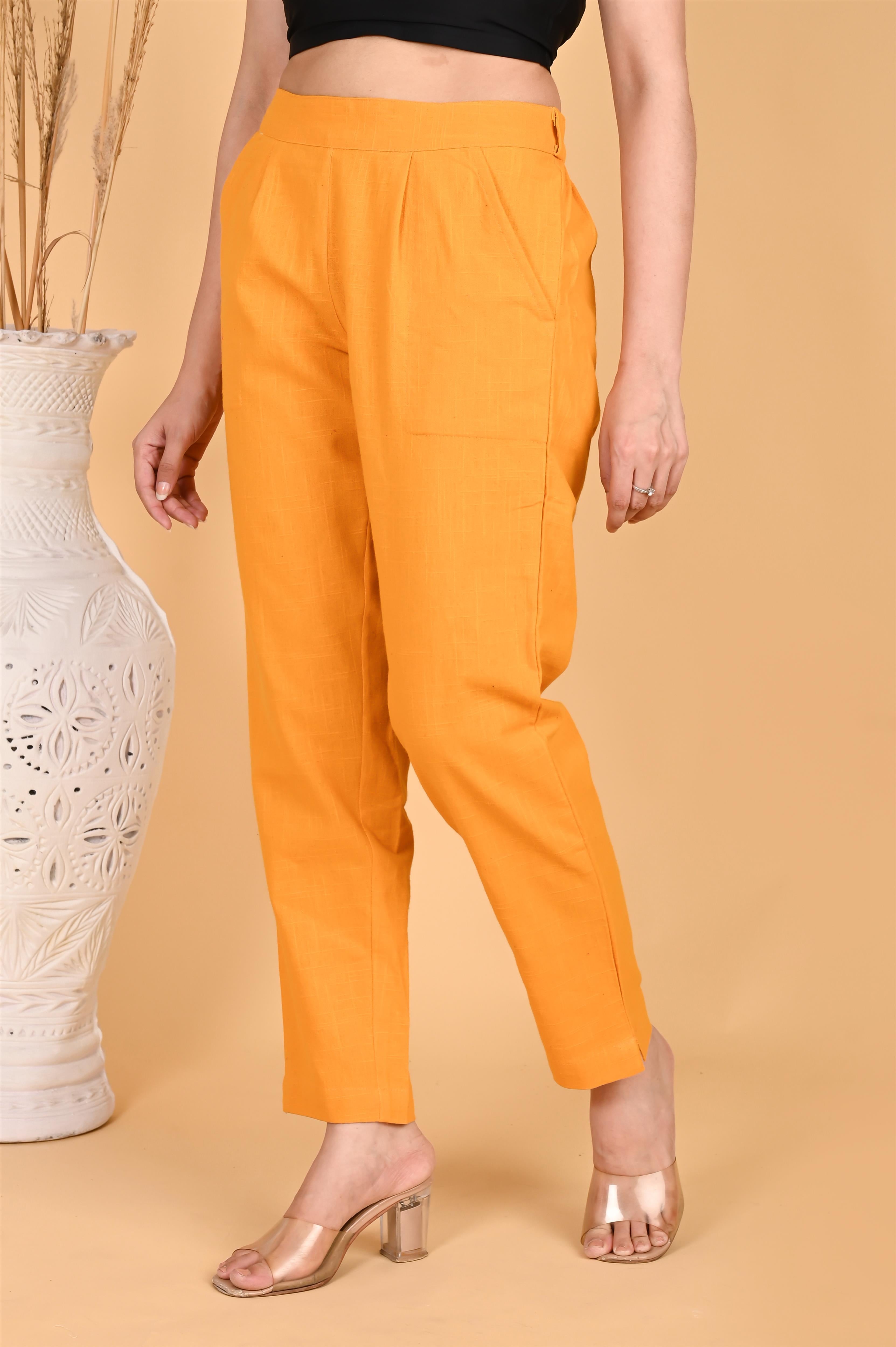 MUSTARD CLASSIC COTTON PANTS - SKYTICK