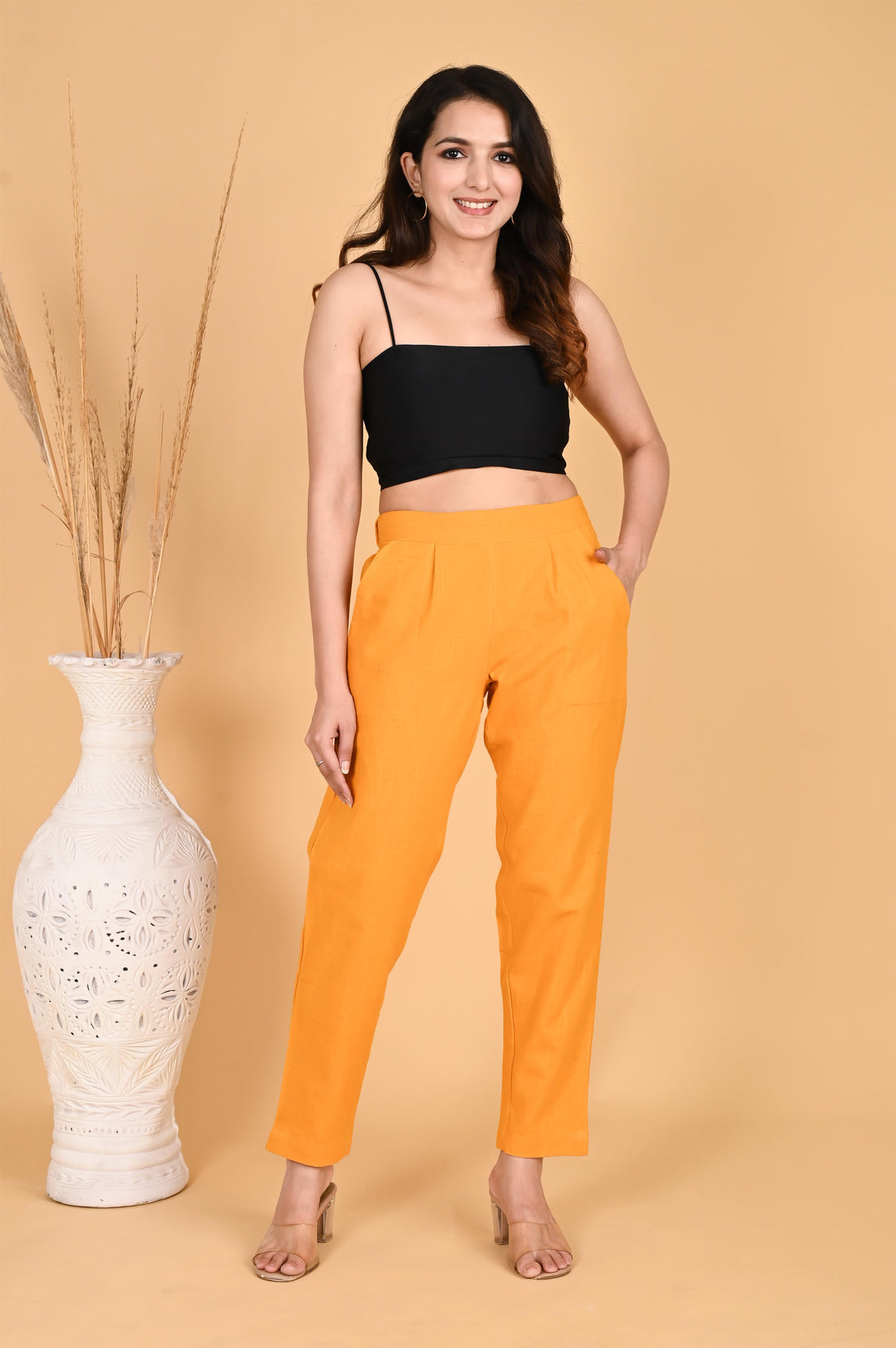 MUSTARD CLASSIC COTTON PANTS - SKYTICK