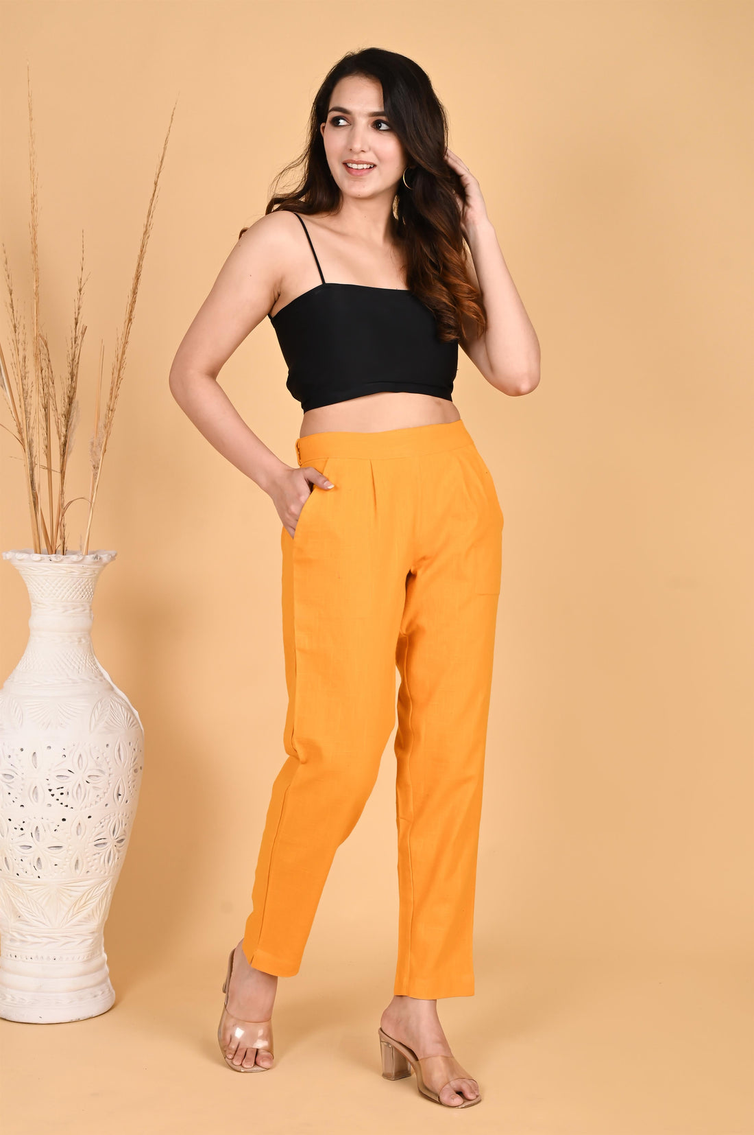 MUSTARD CLASSIC COTTON PANTS - SKYTICK