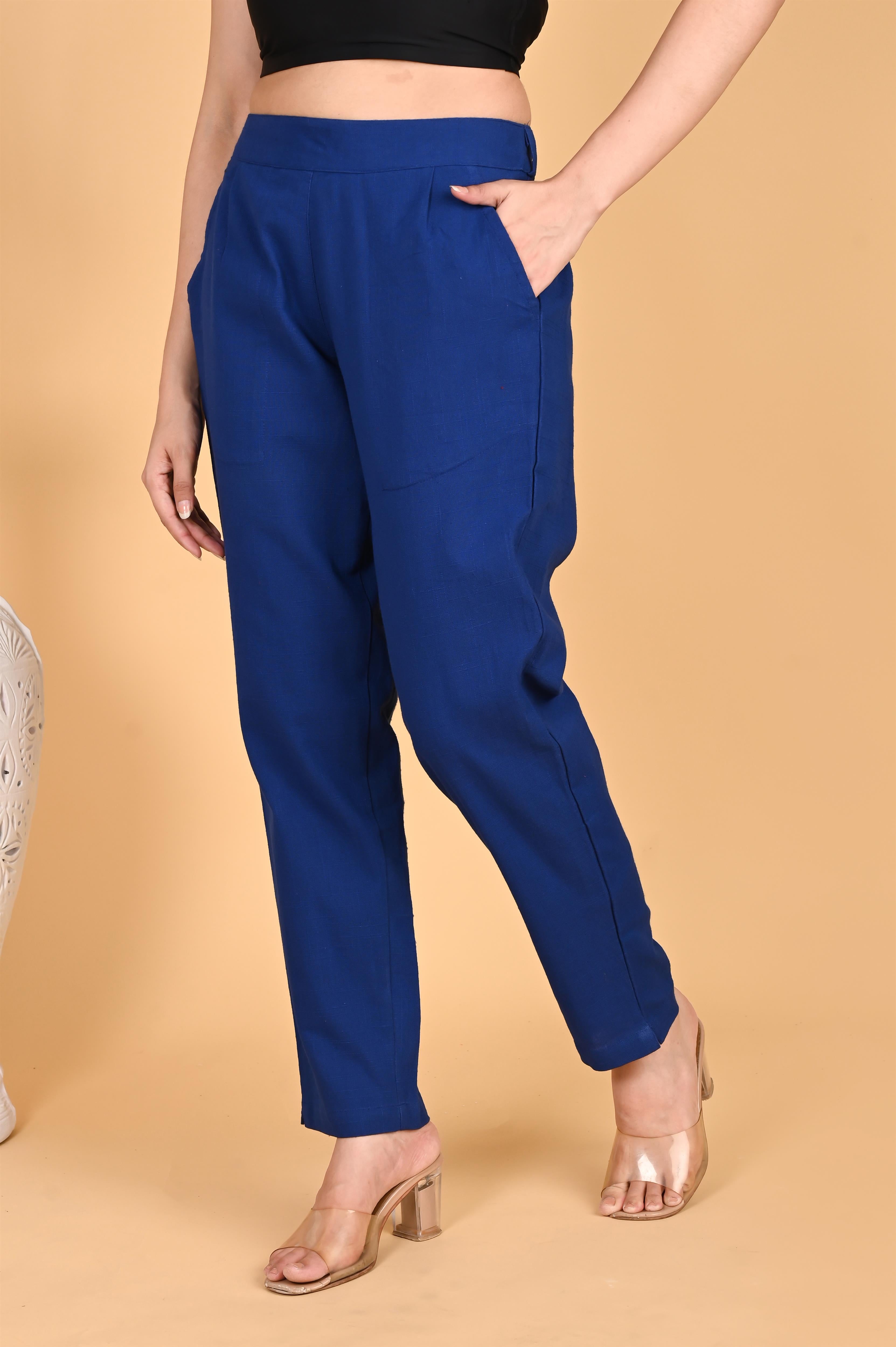 ROYAL BLUE CLASSIC COTTON PANTS - SKYTICK