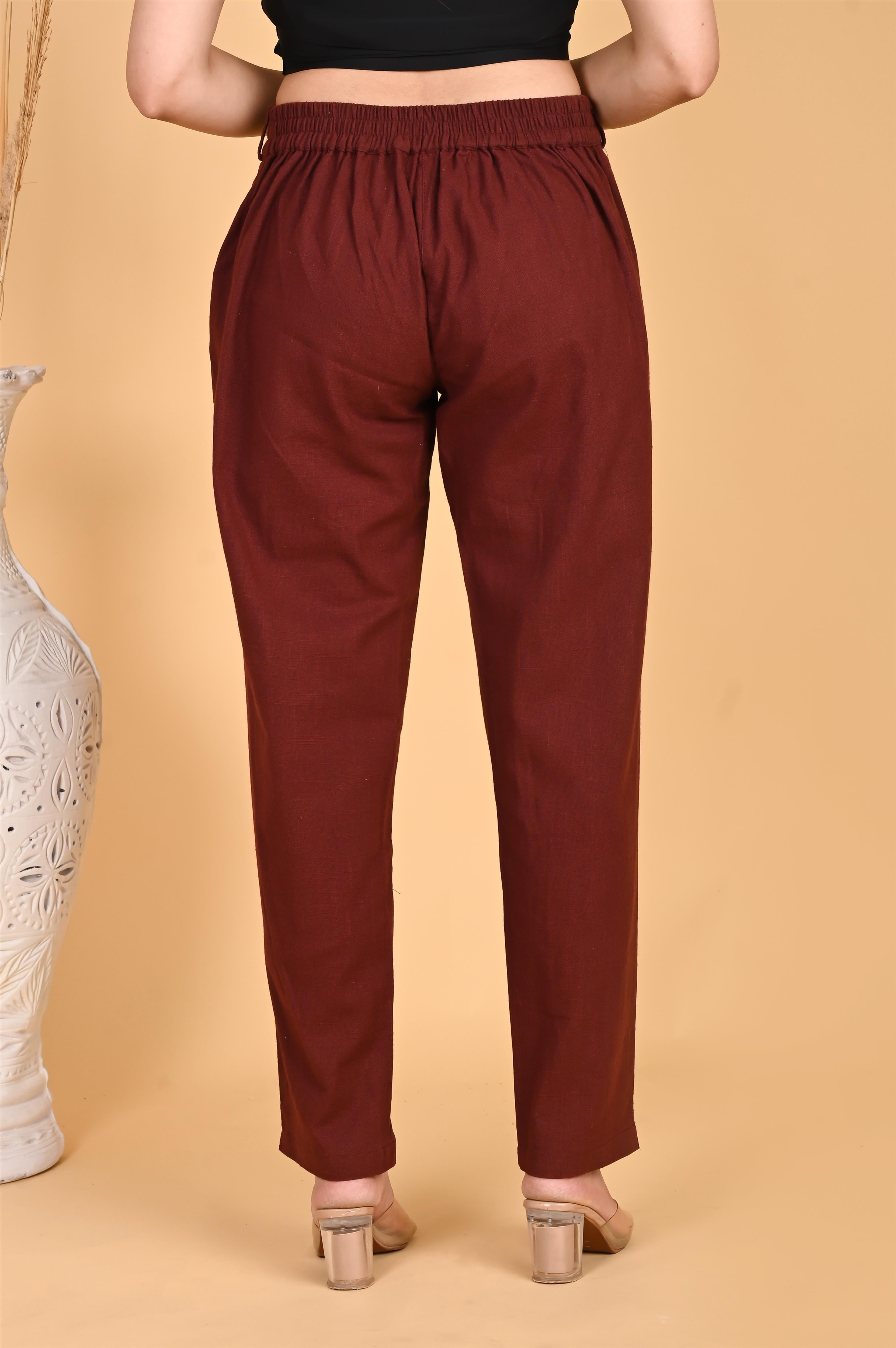 BURGUNDY CLASSIC COTTON PANTS - SKYTICK