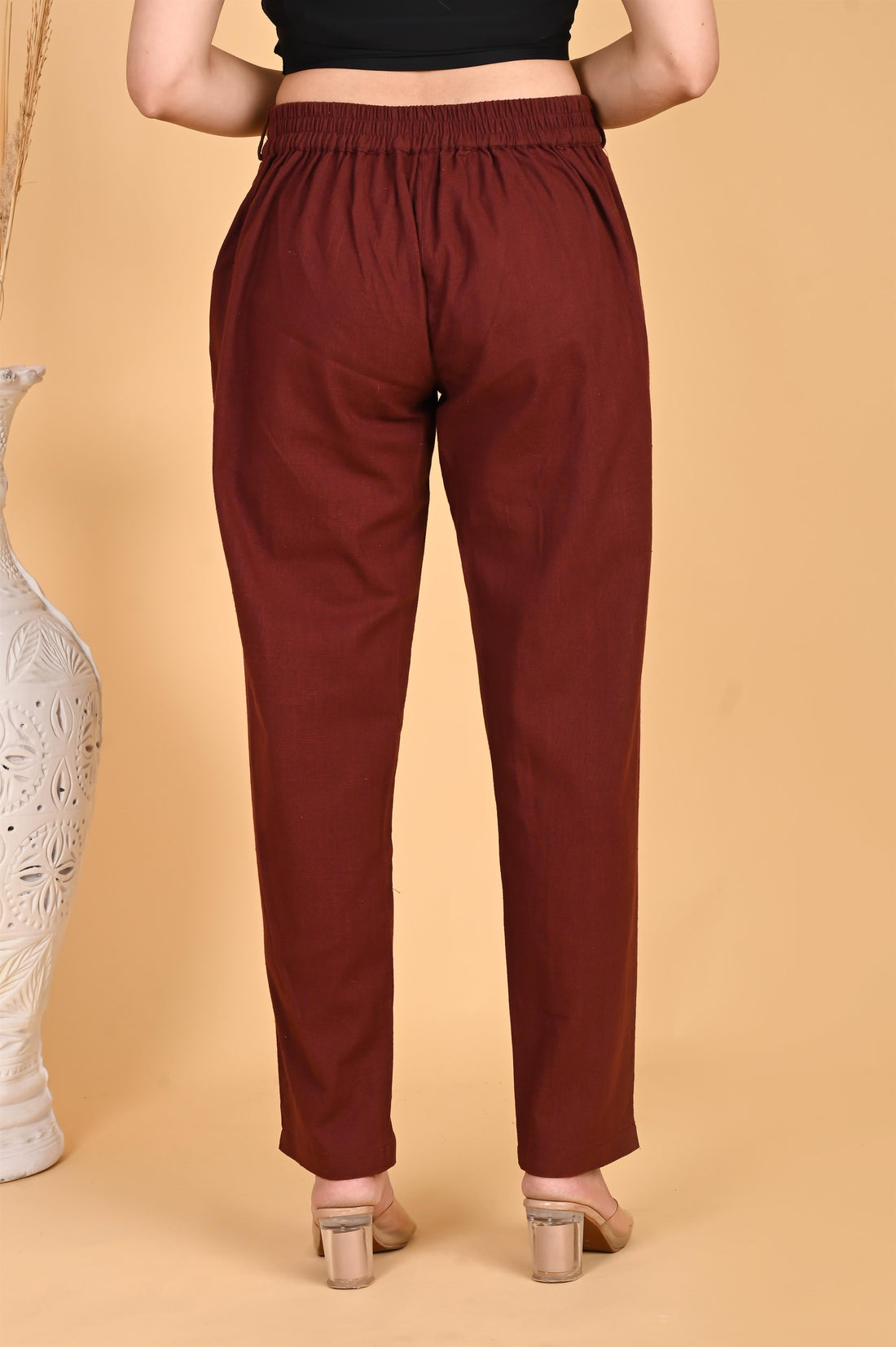 BURGUNDY CLASSIC COTTON PANTS - SKYTICK