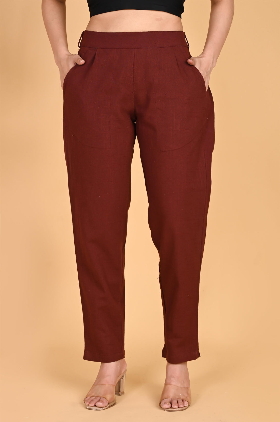 BURGUNDY CLASSIC COTTON PANTS - SKYTICK