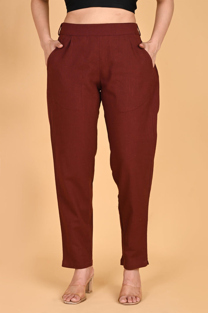 BURGUNDY CLASSIC COTTON PANTS - SKYTICK