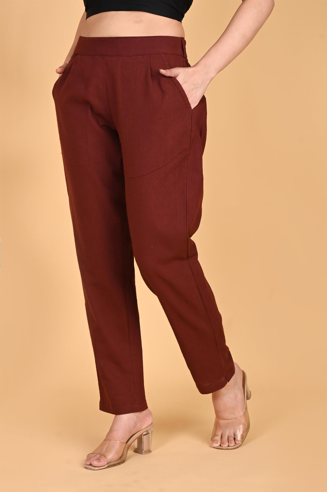BURGUNDY CLASSIC COTTON PANTS - SKYTICK