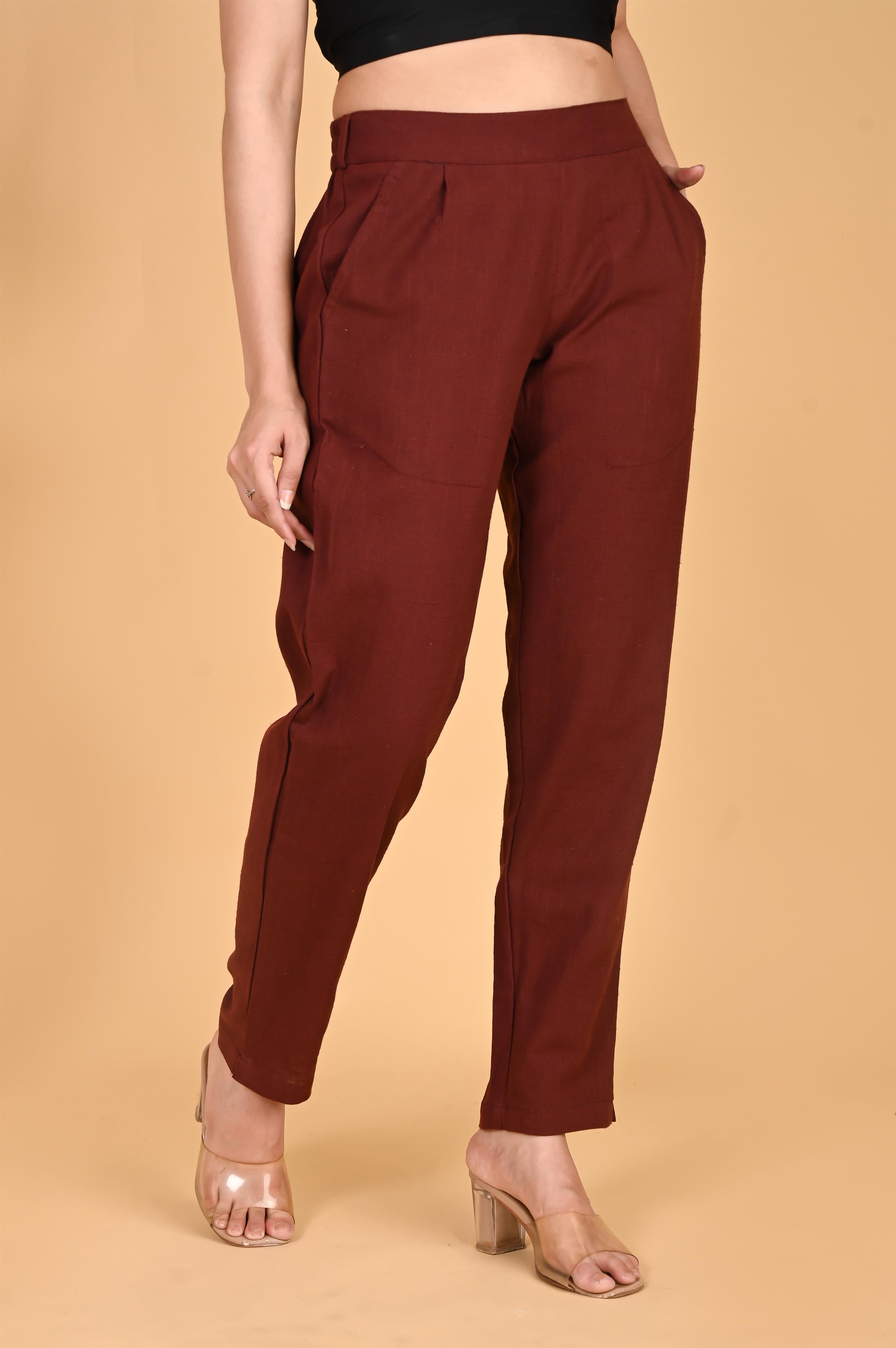 BURGUNDY CLASSIC COTTON PANTS - SKYTICK