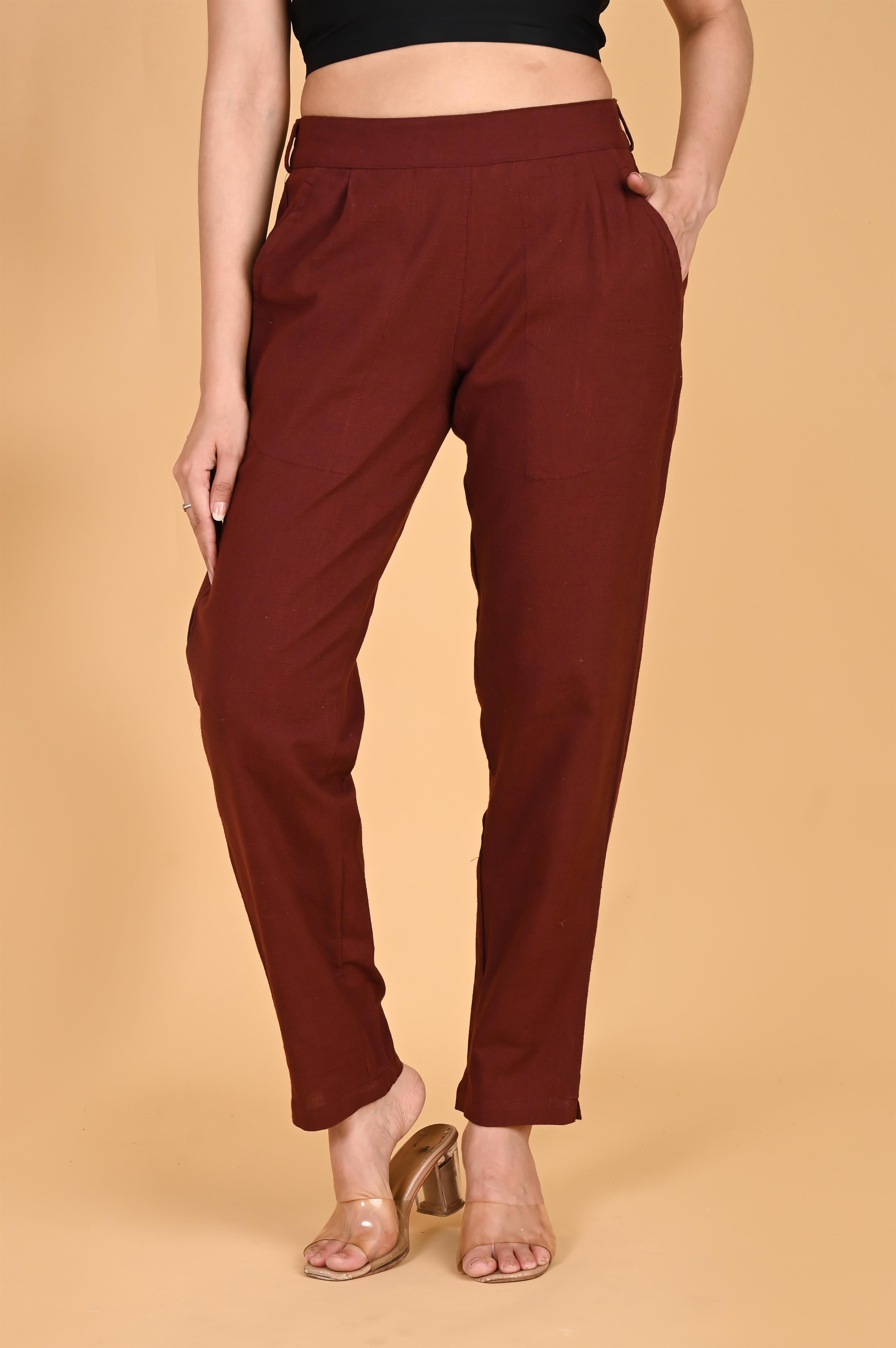 BURGUNDY CLASSIC COTTON PANTS - SKYTICK