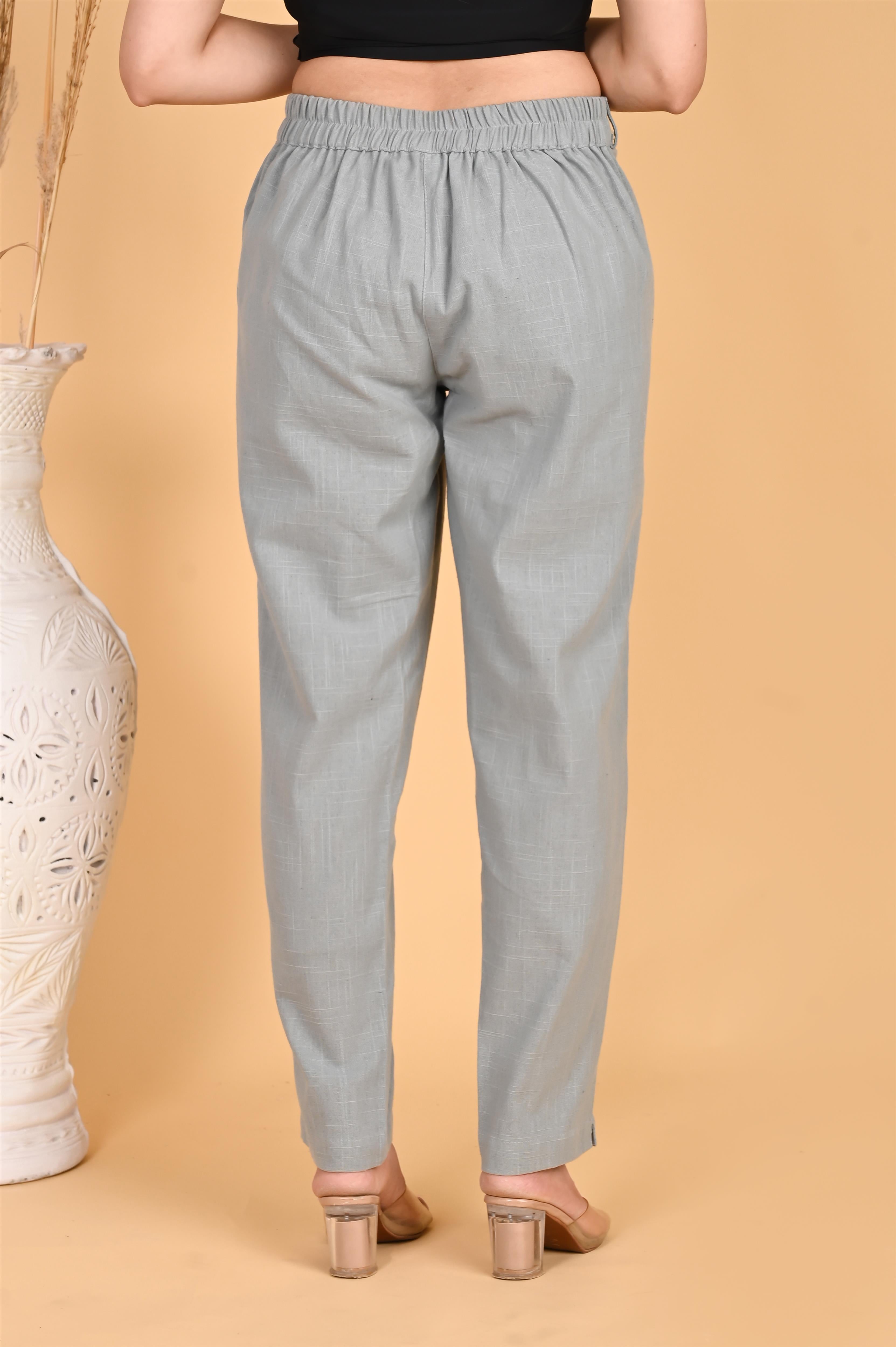 LIGHT GREY CLASSIC COTTON PANTS - SKYTICK