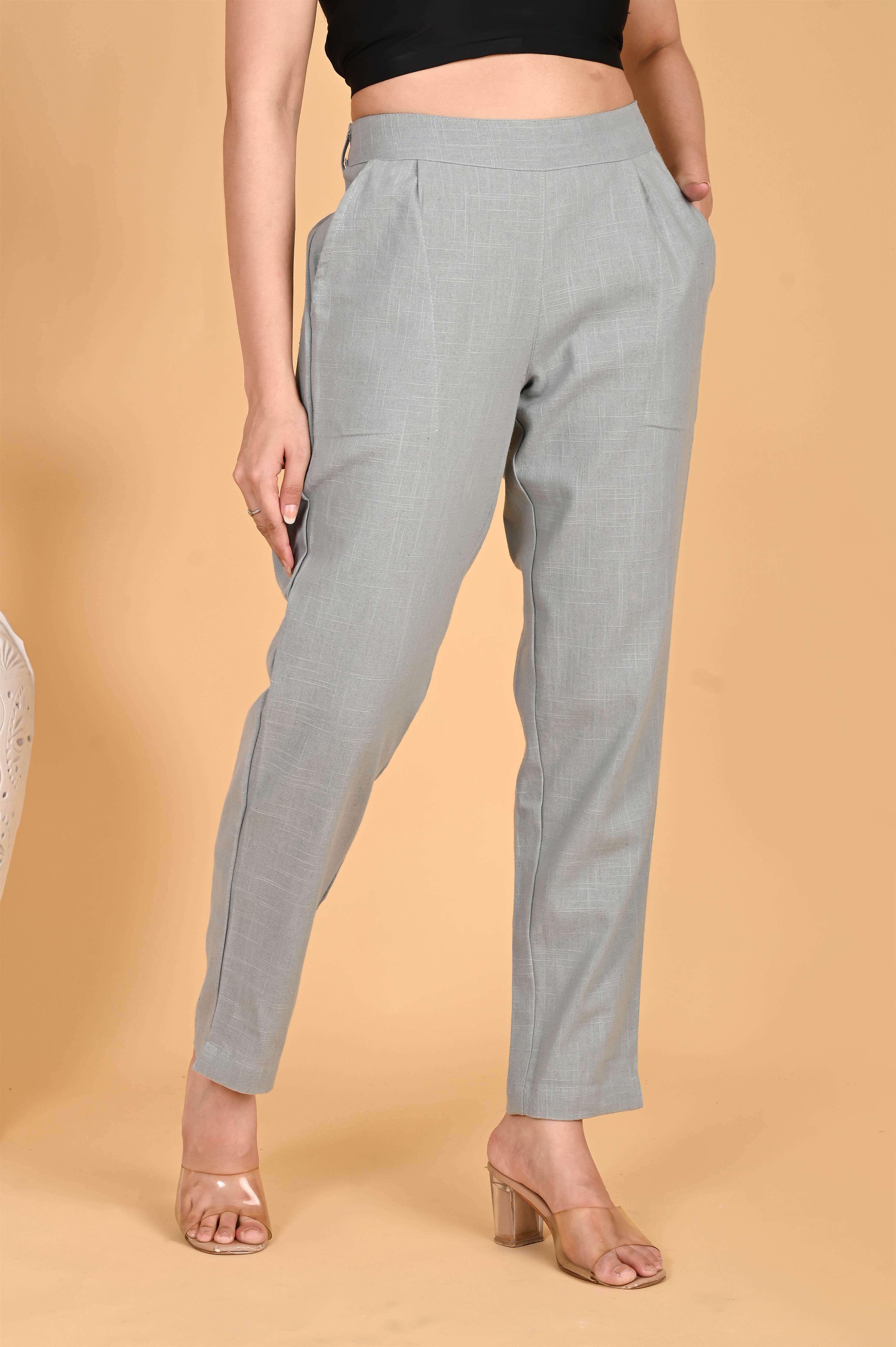LIGHT GREY CLASSIC COTTON PANTS - SKYTICK