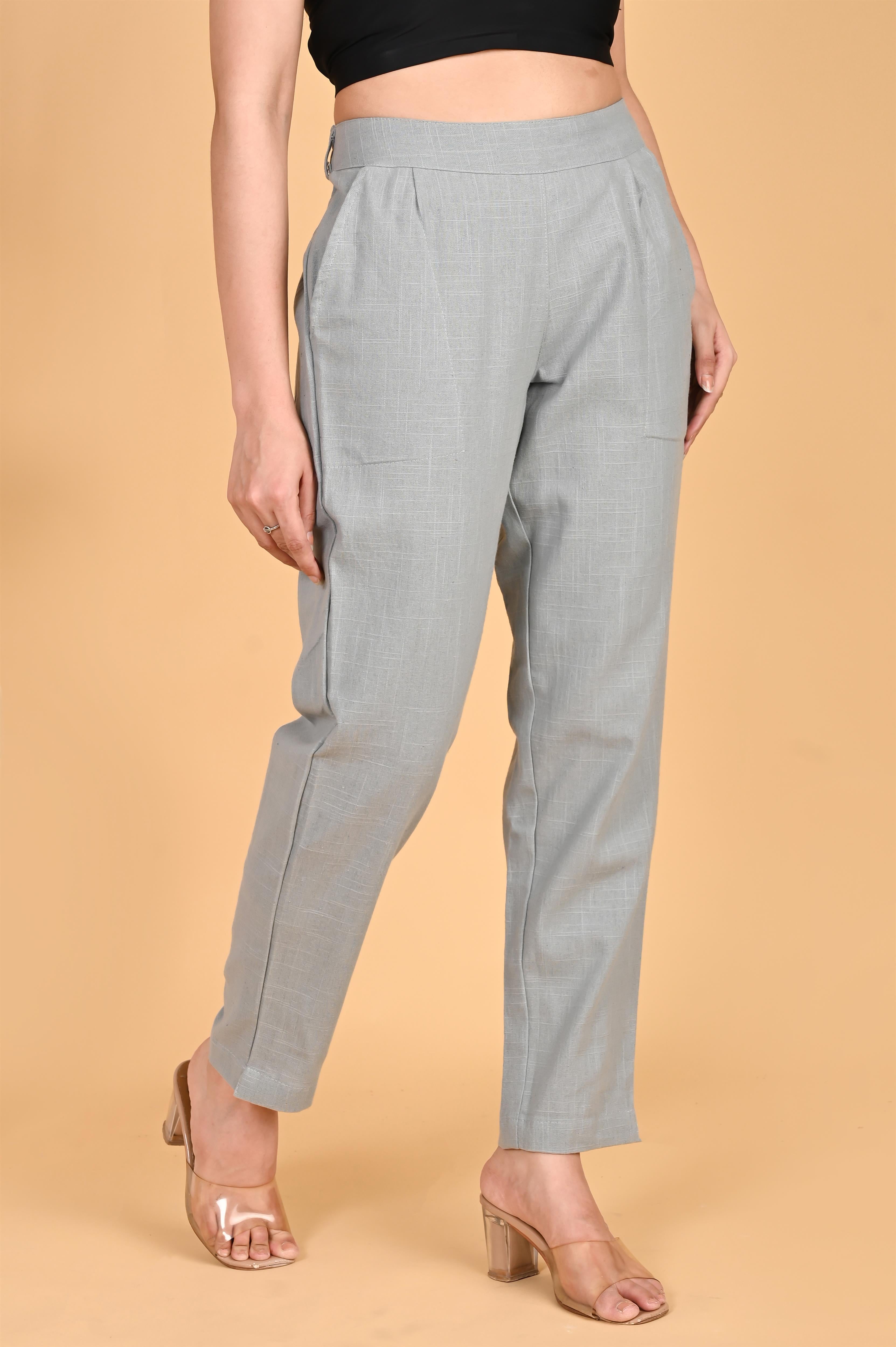 LIGHT GREY CLASSIC COTTON PANTS - SKYTICK