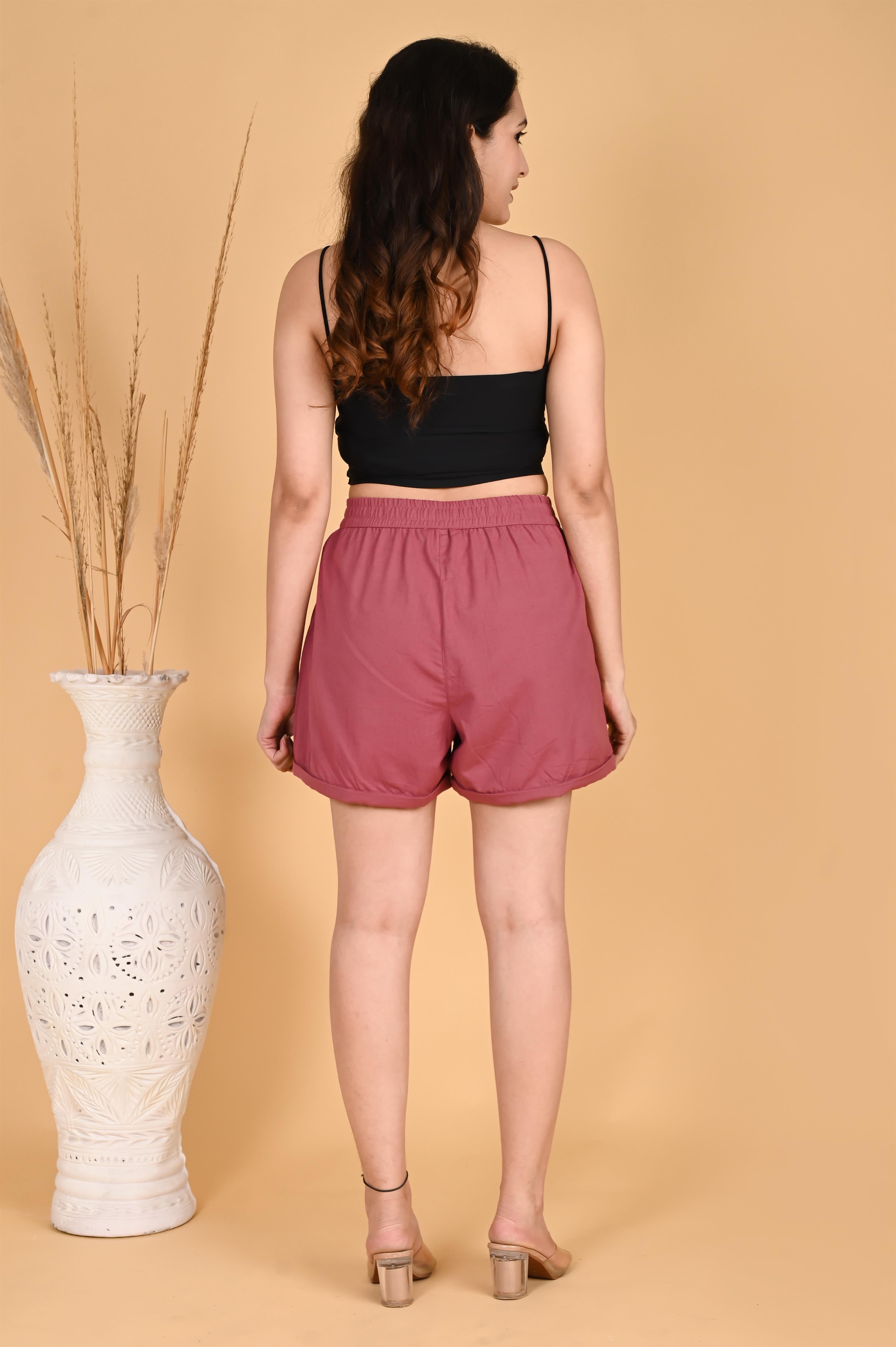 ROSE TAUPE LINEN SHORTS - SKYTICK