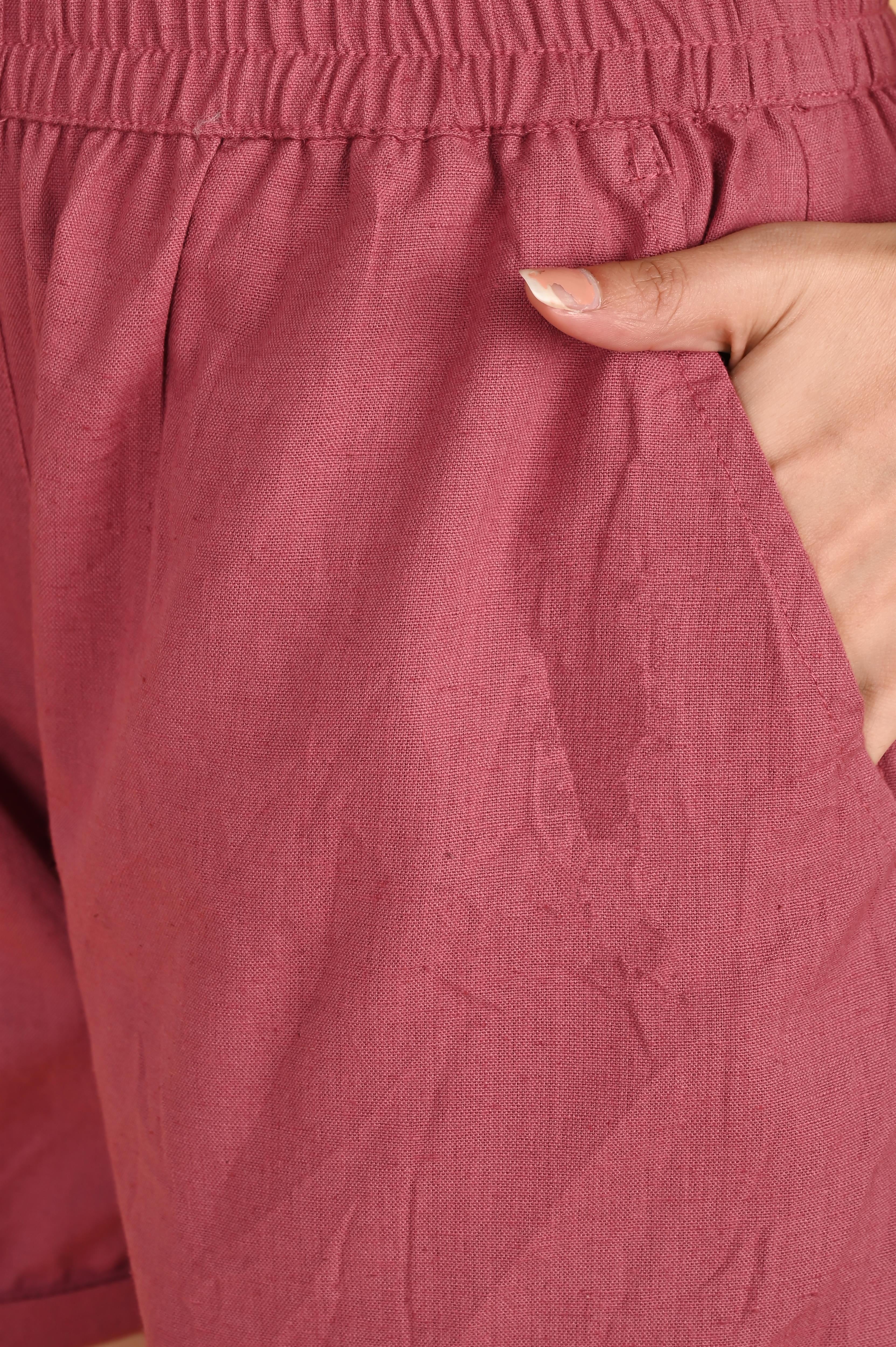 ROSE TAUPE LINEN SHORTS - SKYTICK