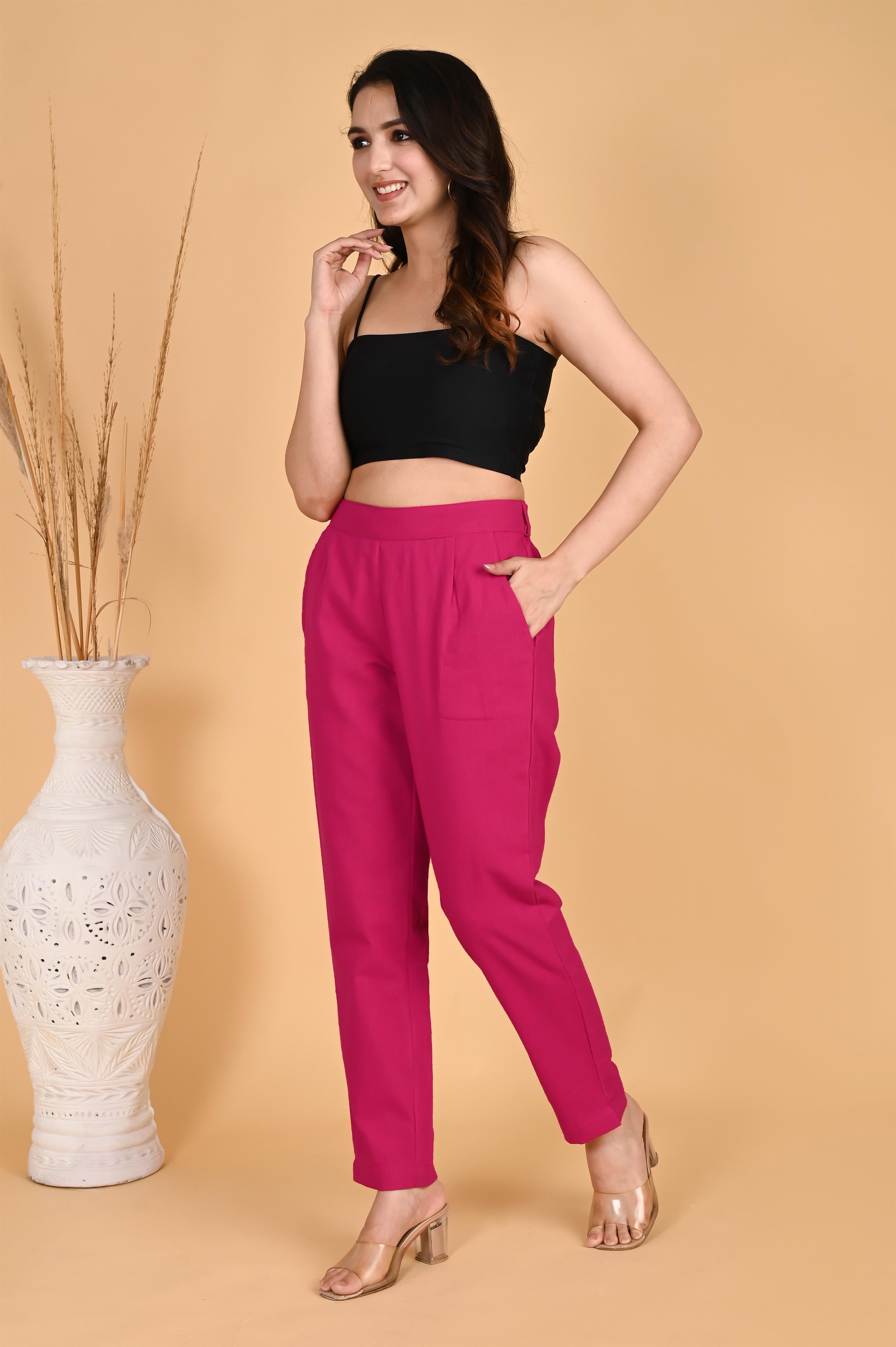 PINK CLASSIC COTTON PANTS - SKYTICK