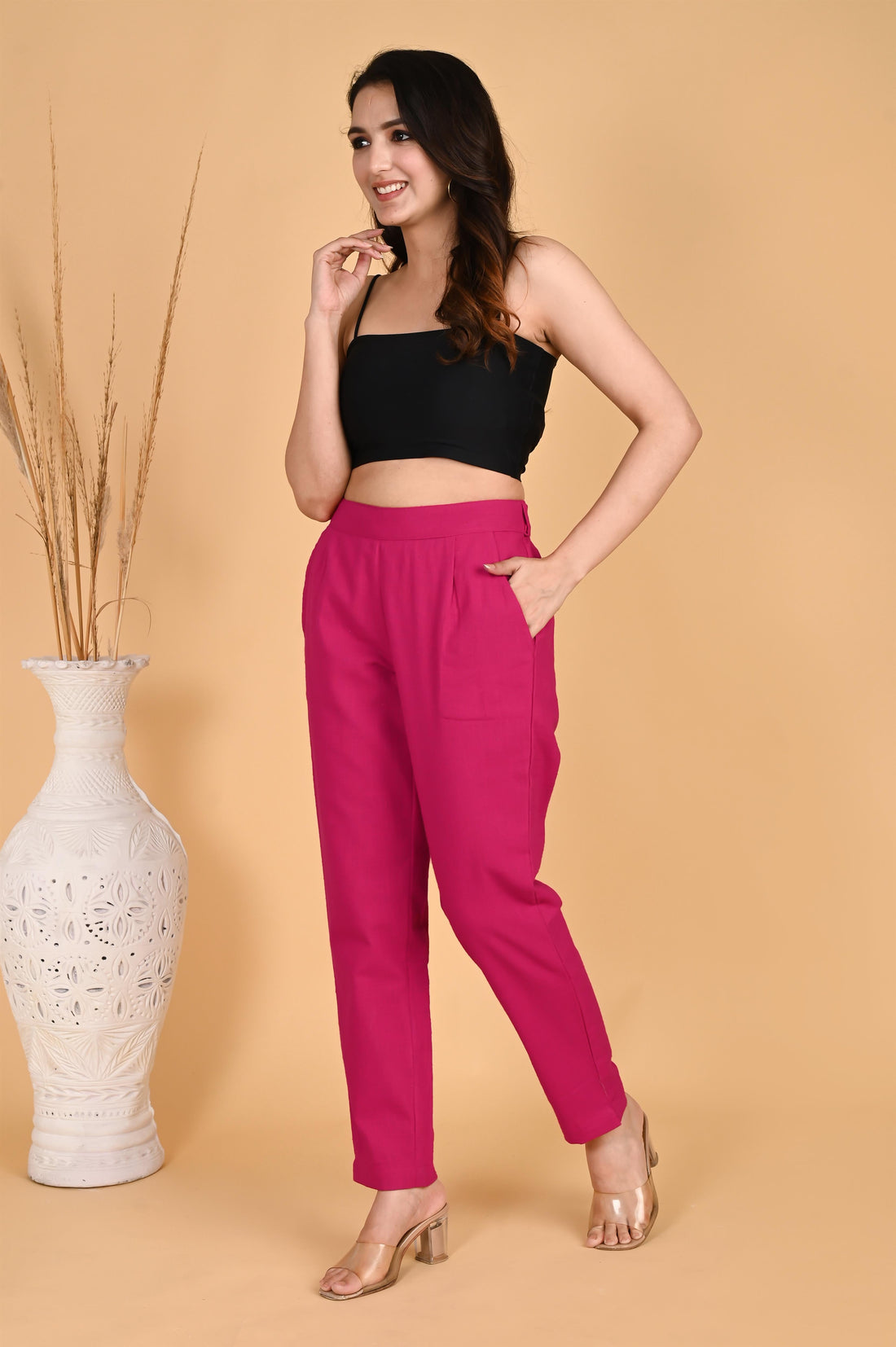 PINK CLASSIC COTTON PANTS - SKYTICK