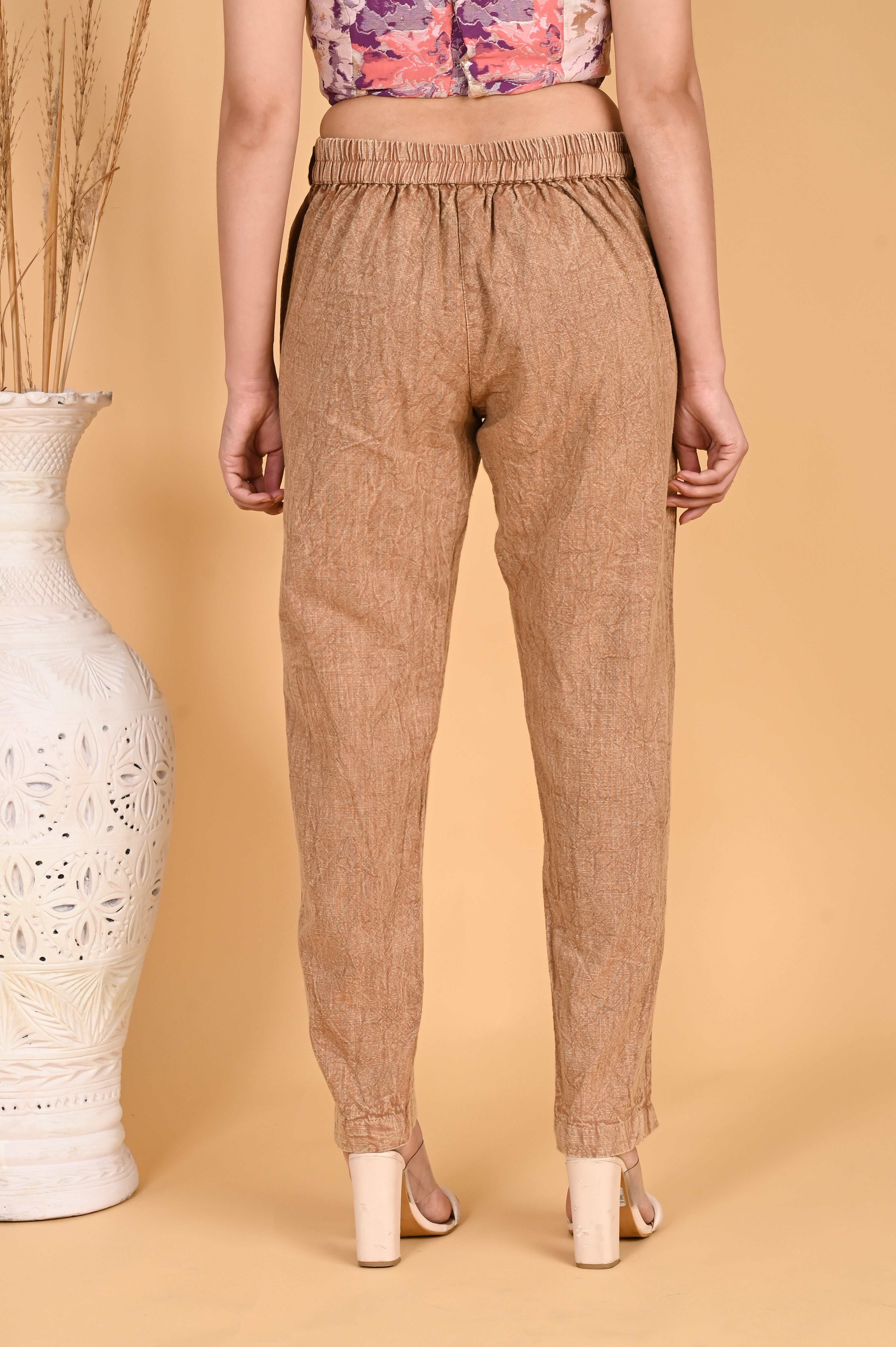 WOOD YELLOW DENIM COTTON PANTS - SKYTICK