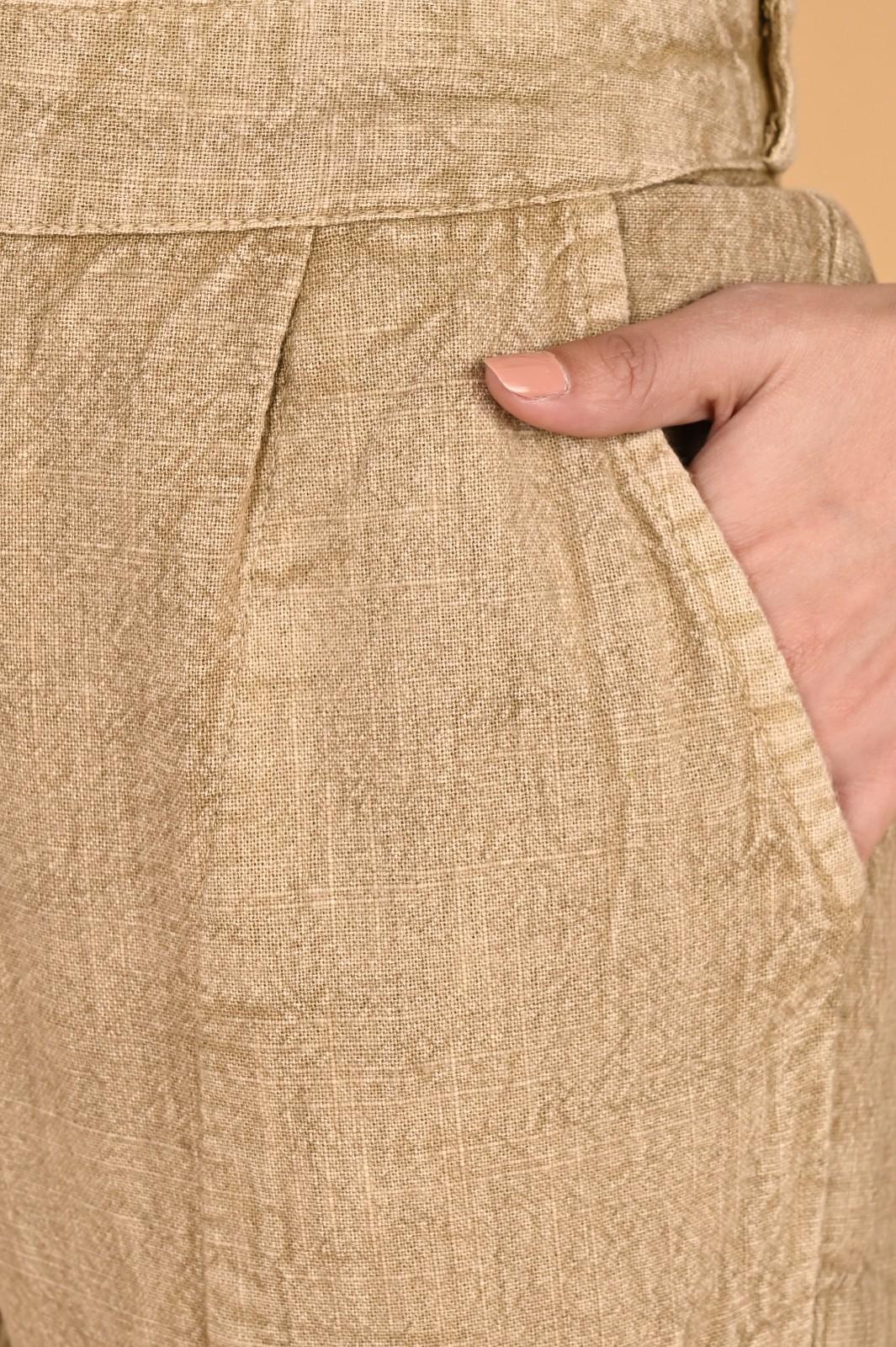 WOOD YELLOW DENIM COTTON PANTS - SKYTICK