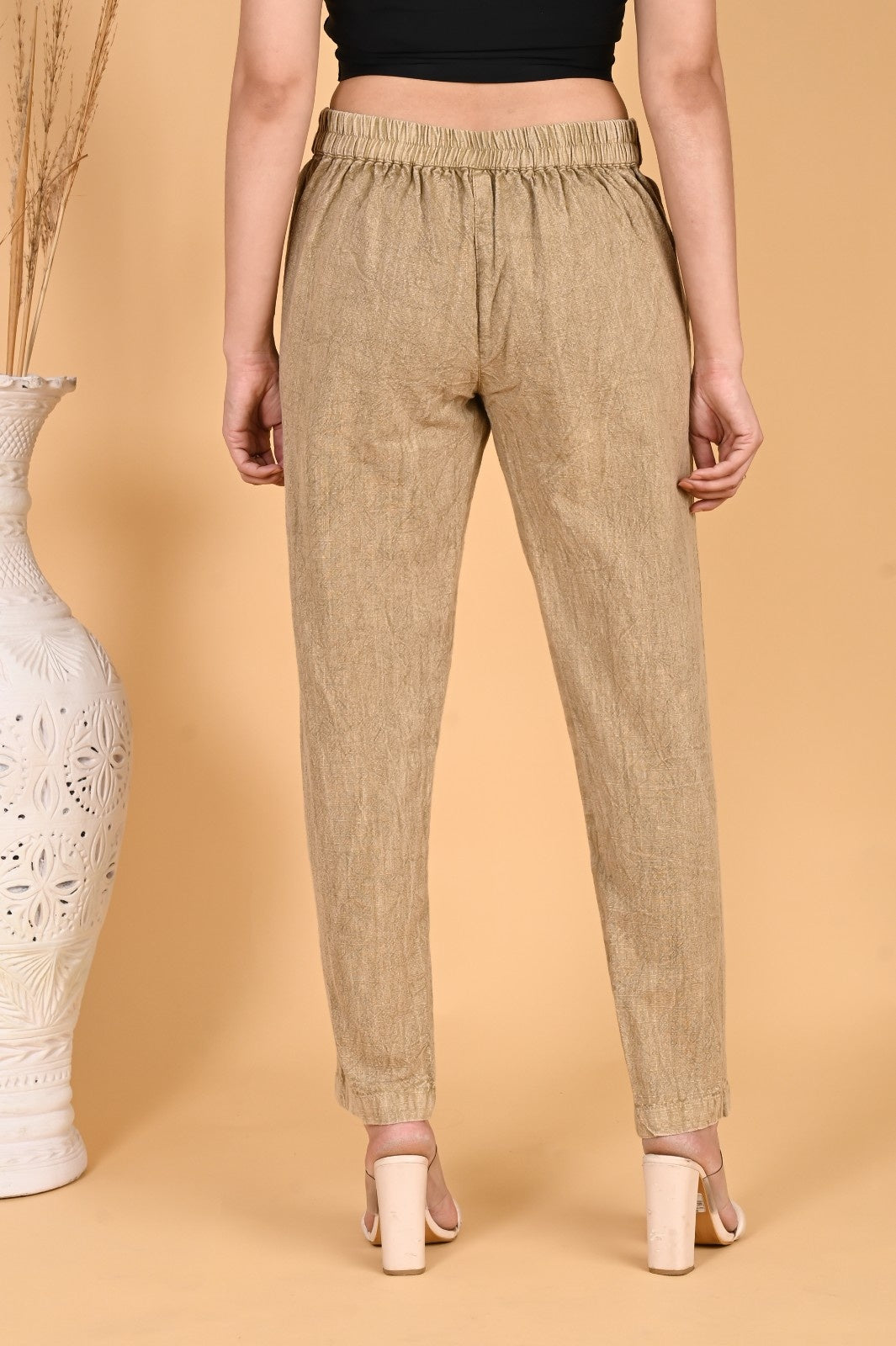 BEIGE DENIM COTTON PANTS