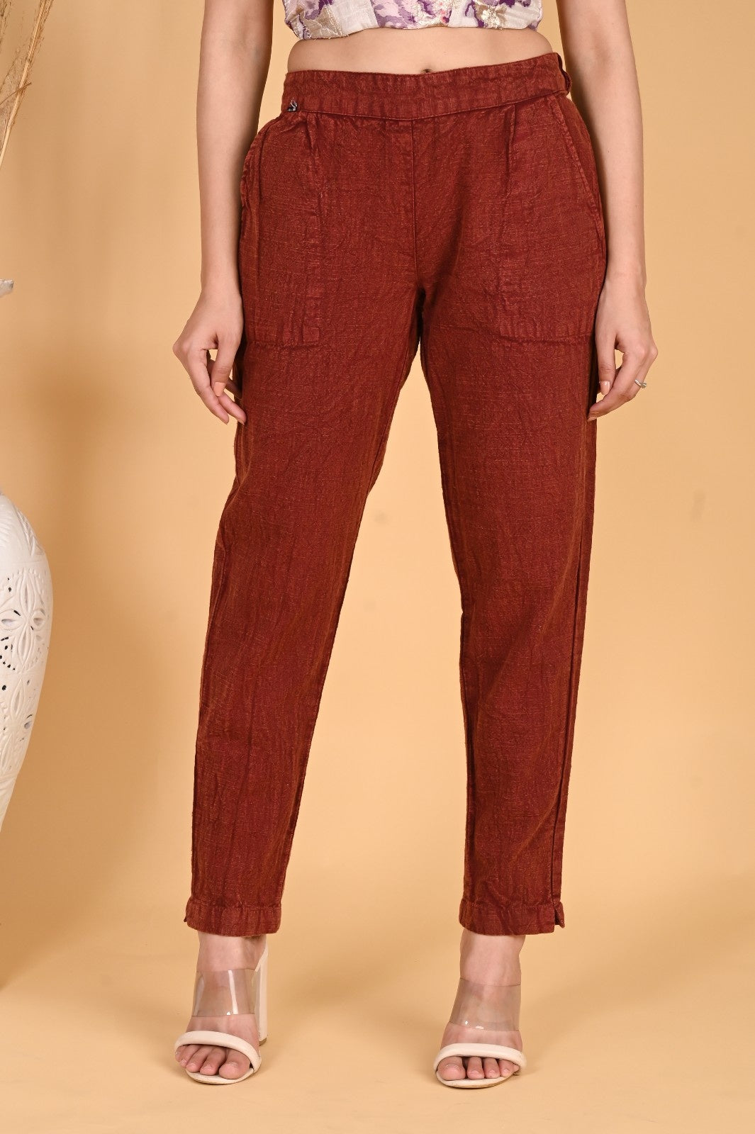 WOOD YELLOW DENIM COTTON PANTS - SKYTICK