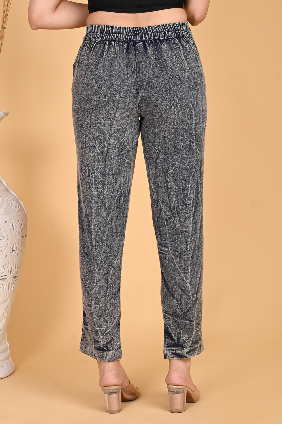 ROYAL BLUE BANDHEJ COTTON PANTS - SKYTICK