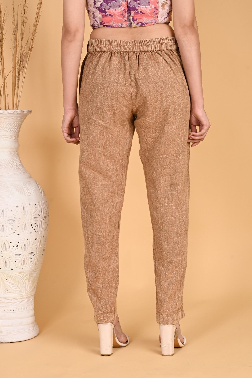 MAROON DENIM COTTON PANTS - SKYTICK