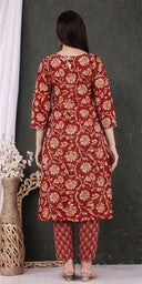 Red Sr Flower Heavy Yoke Embd