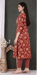 Red Sr Flower Heavy Yoke Embd